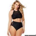 Swimsuits for All Women's Plus Size High Neck Crochet Bikini Set Black B07GZ3LW5X